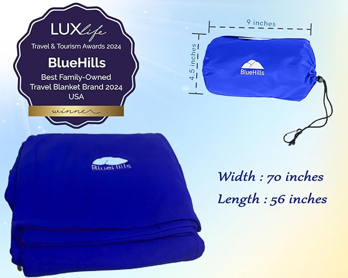 BlueHills Ultra Compact Travel Blanket 2 Pack Large Soft Cozy Portable Blanket - Image 3