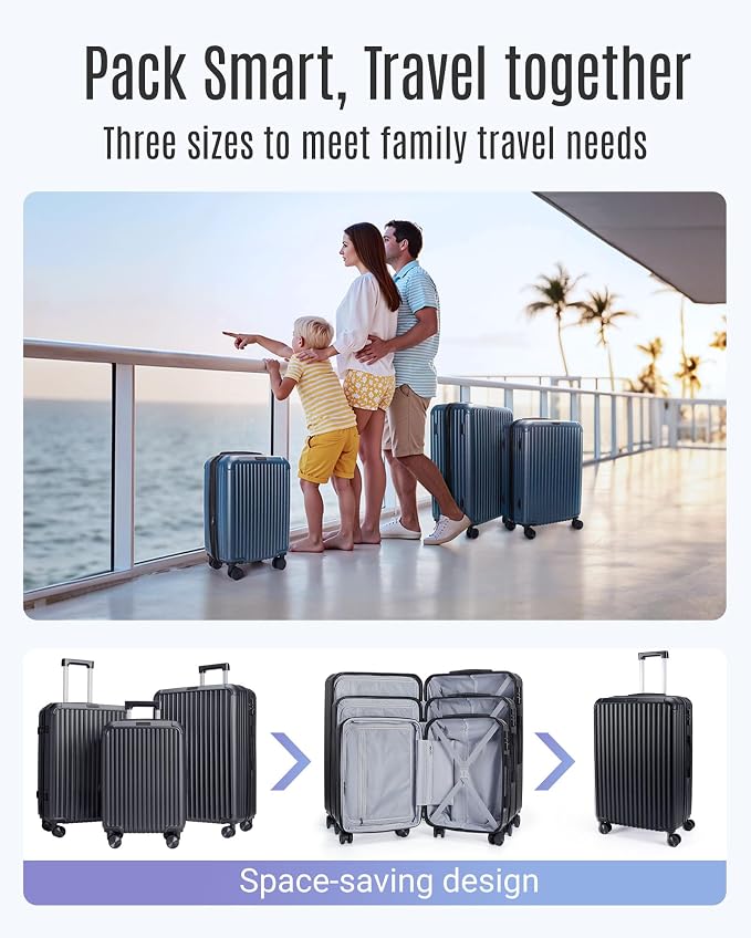 LIGHT FLIGHT Luggage Sets, Durable Hard Shell 3 Piece Set Suitcase - Image 2