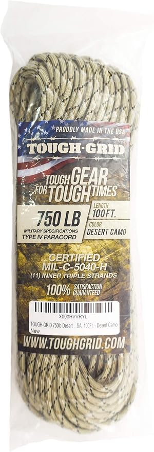 TOUGH-GRID 750 Paracord Rope Nylon Parachute Cord, Made in USA Survival Kit - Image 4