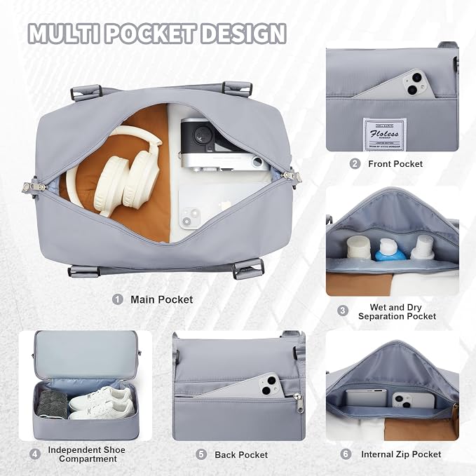 Travel Duffel Bag, Sports Tote Gym Bag, Shoulder Weekender Overnight Bag - Image 6