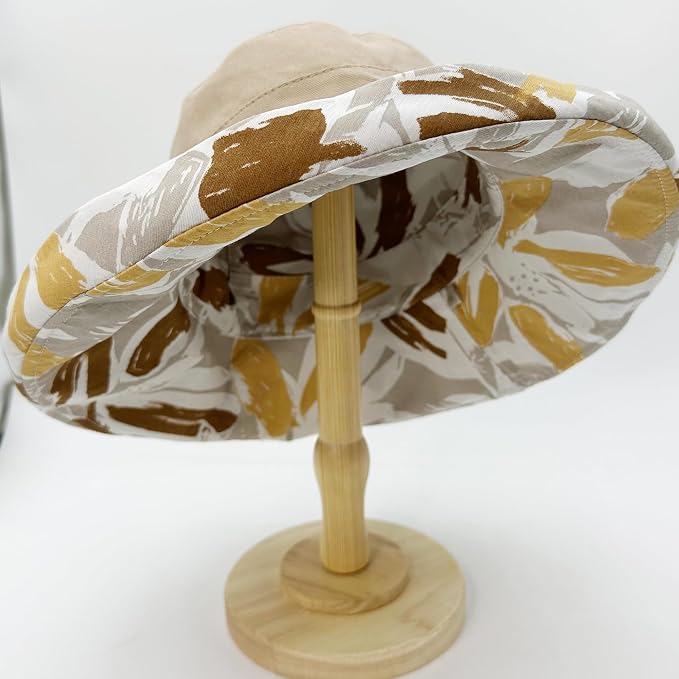 vidsel Womens Sun Hats Wide Brim Reversible Bucket Cotton Hat Packable Summer - Image 7