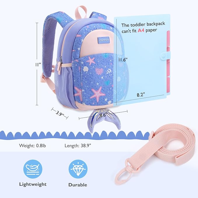 mommore Toddler Backpack for Girls 2-4 Neoprene Backpack - Image 6