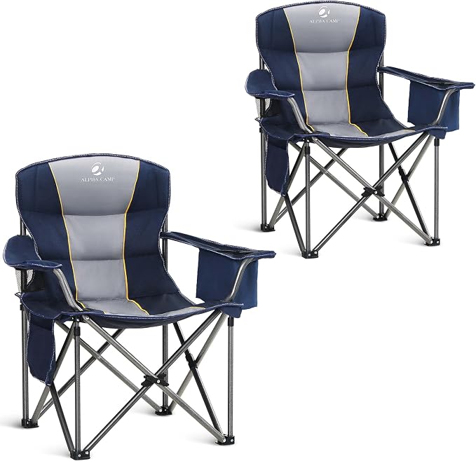 ALPHA CAMP Oversized Camping Chair Heavy Duty Lawn Chair by ALPHACAMP
