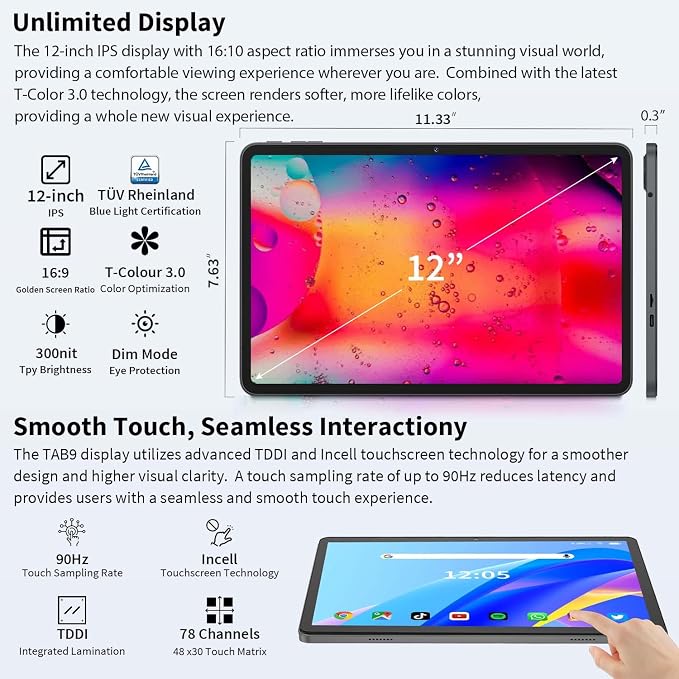 2025 Upgraded Android 15 Tablet, 12 inch Android Tablet - Image 3