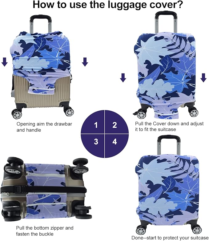 Travel Luggage Cover, Suitcase Protector Bag Fits 26-28 Inch Luggage Bluemaple - Image 3