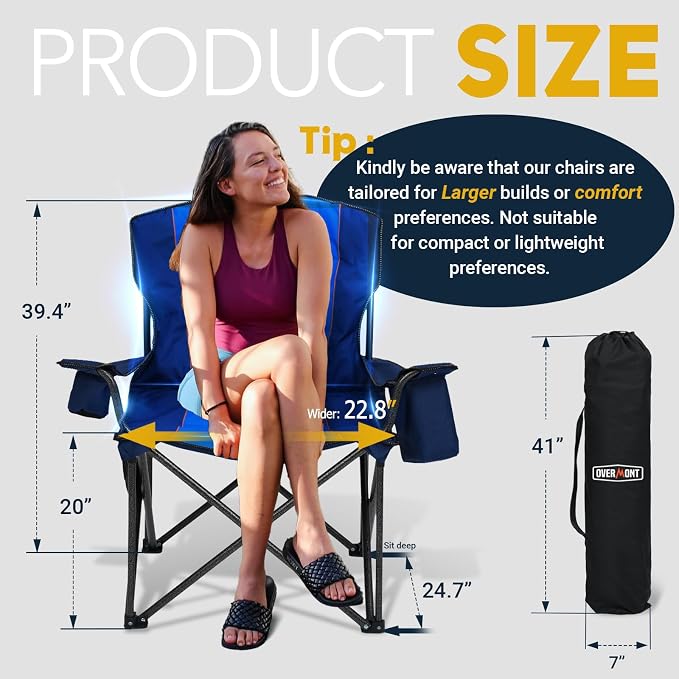 Overmont Oversized Folding Camping Chair - Image 3