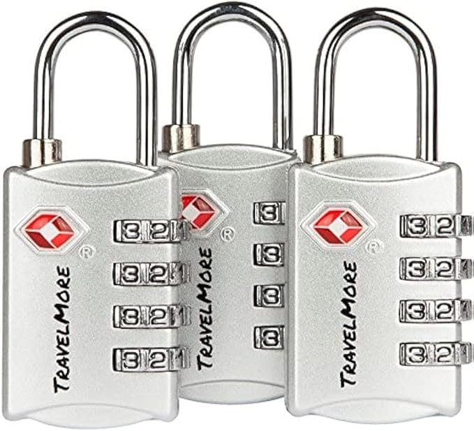 3 Pack TSA Luggage Locks with 4 Digit Combination – Heavy Duty Set Your Own by TravelMore