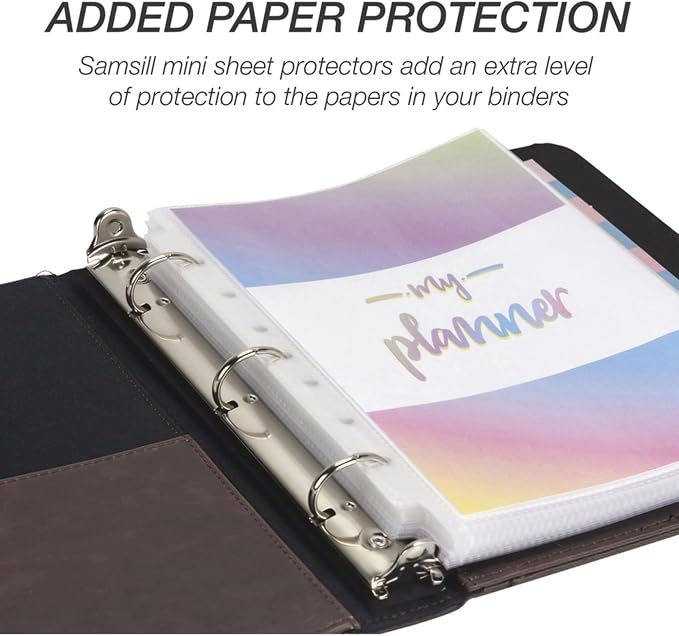 Samsill Vintage Leather Mini 3 Ring Binder 1 Inch Round Ring, 5.5 x 8.5 Inch - Image 4