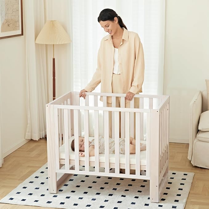 EvoNest Baby Crib, 6 in 1 Convertible Mini Crib - Image 4