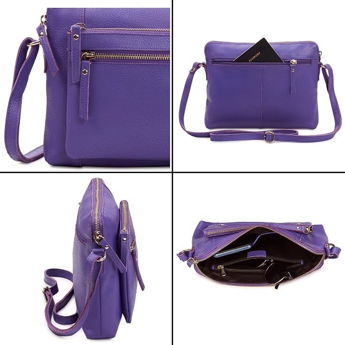 Wise Owl Accessories Small Soft Pebbled Real Leather Crossbody Handbags Purses - Image 5