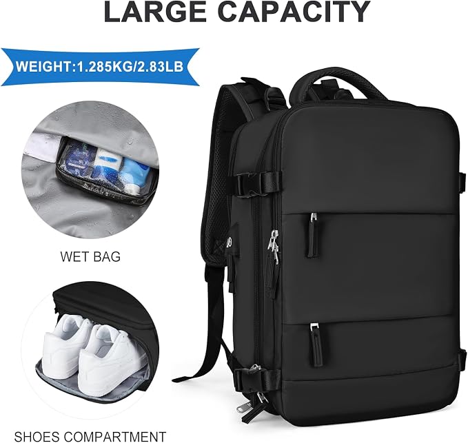 coowoz Large Travel Backpack For Women Men, Carry On Backpack Flight Approved - Image 4