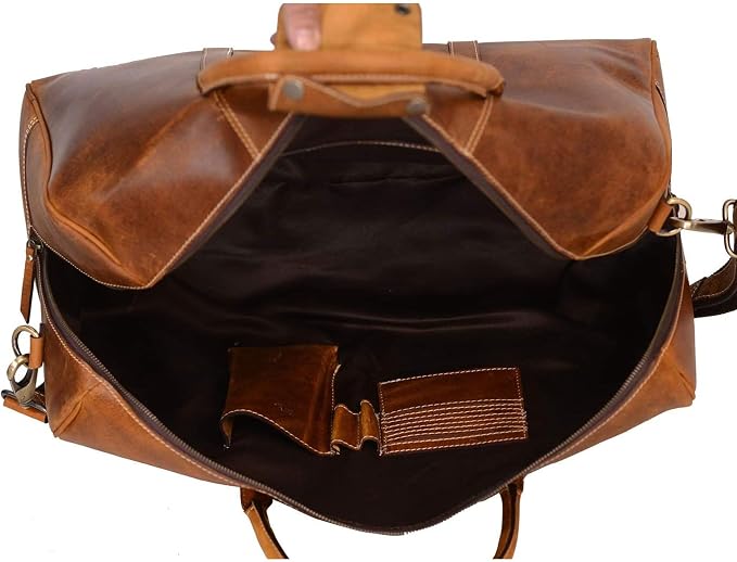 KomalC Leather Duffel Bags for Men and Women Full Grain Leather Travel - Image 4