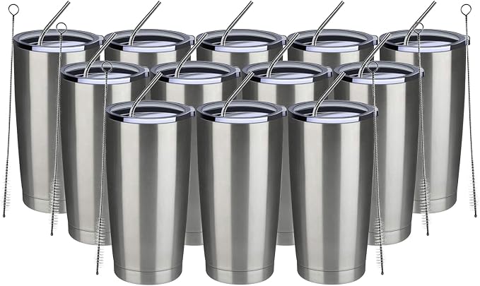 MEWAY 20oz Tumbler 12 Pack Double Wall Vacuum Insulated Travel Mug Bulk by MEWAY