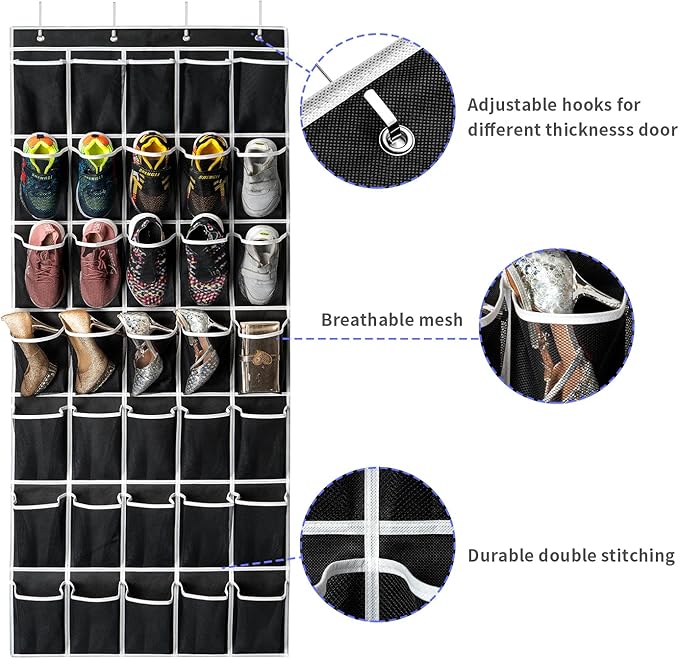 35 Pockets Over the Door Shoe Organizer, Hanging Shoe Organizer - Image 5