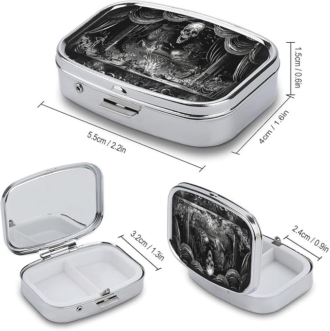 Metal 2 Compartment Pill Organizer Travel Friendly Portable Compact Pill Box - Image 2