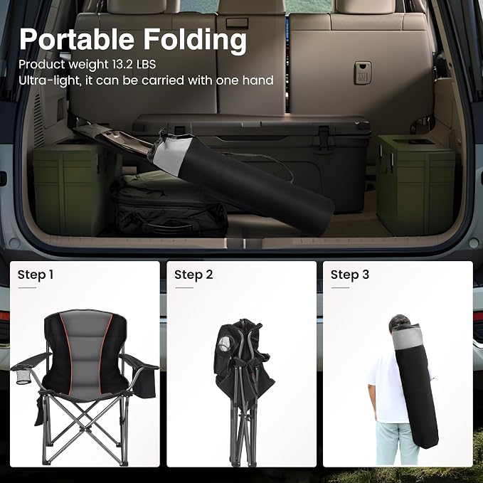 HIGH POINT SPORTS Oversized Camping Folding Chair, Heavy Duty Portable Lawn - Image 9