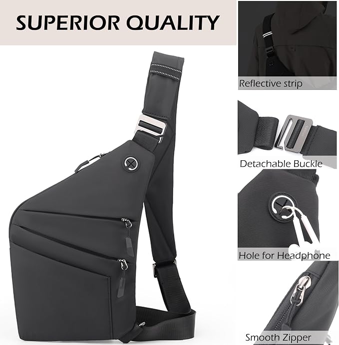 Anti Theft Crossbody Bags for Women Men, Slim Sling Bags - Image 6