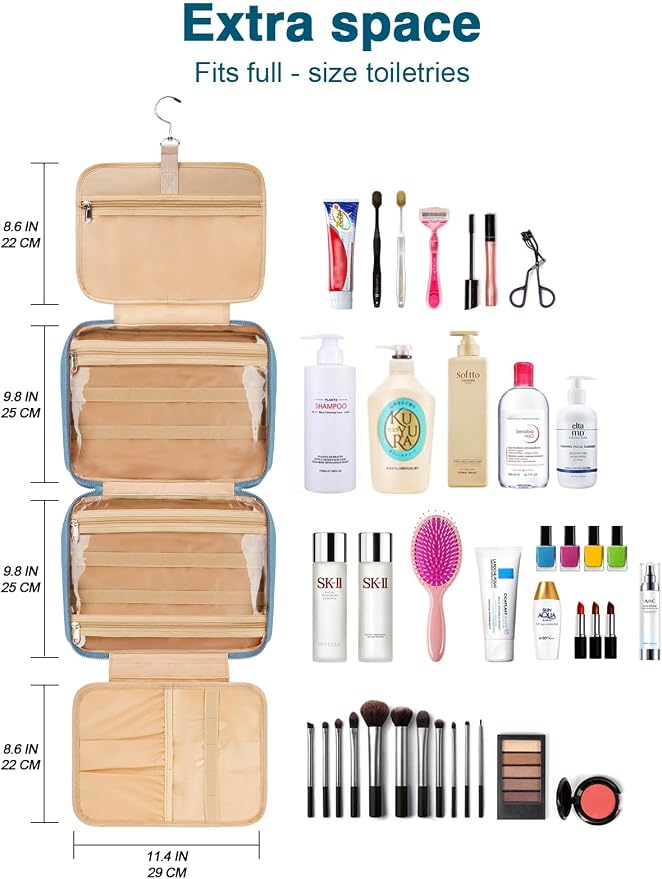 Women's Hanging Toiletry Bag, Waterproof Travel Cosmetic Organizer - Image 6