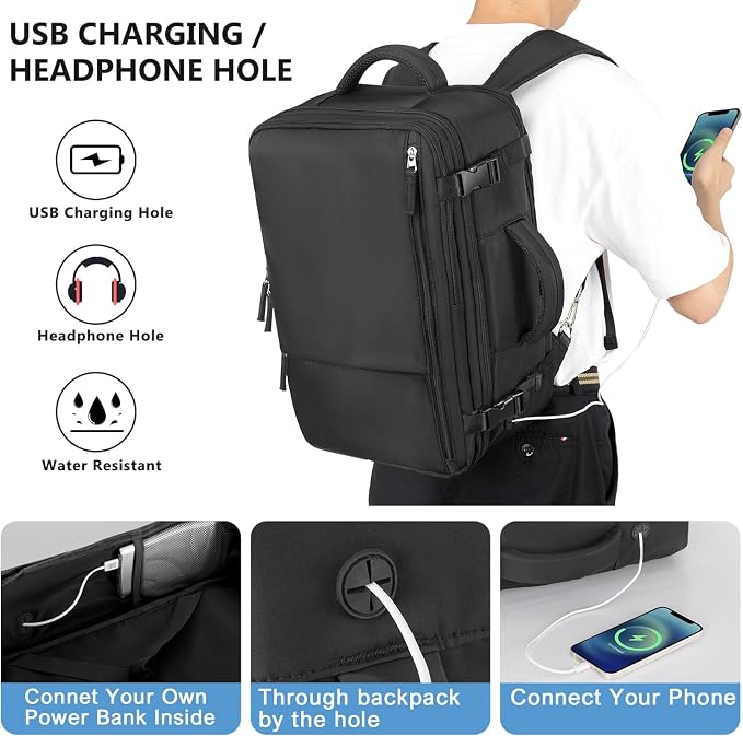 Travel Backpack for Women, Large Carry On Backpack for Travel, Waterproof - Image 4