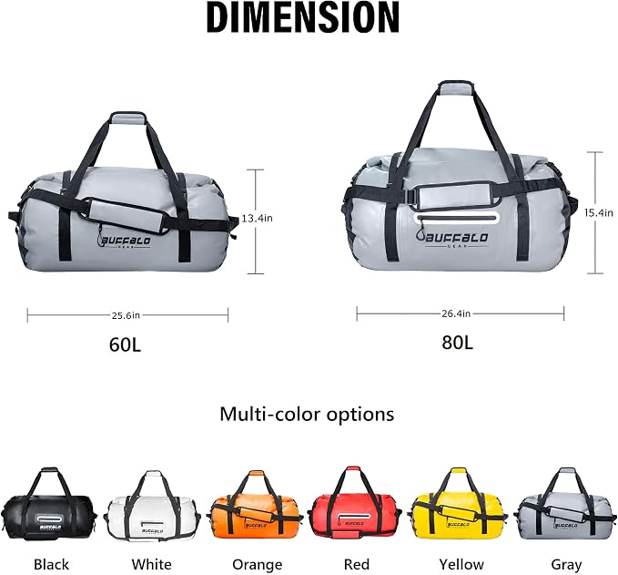 Buffalo Gear Waterproof Duffle Bag 40L 60L 80L Roll-top Dry Bag Heavy Duty - Image 7