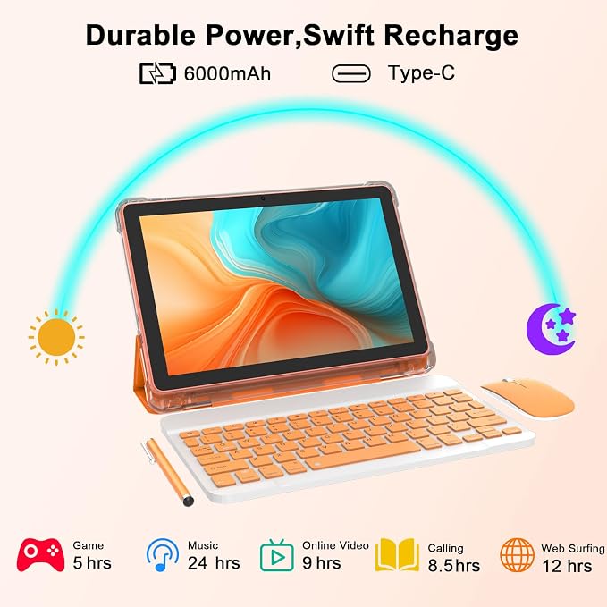 Android 15 Tablet 10 Inch, 2 in 1 Tablets - Image 7