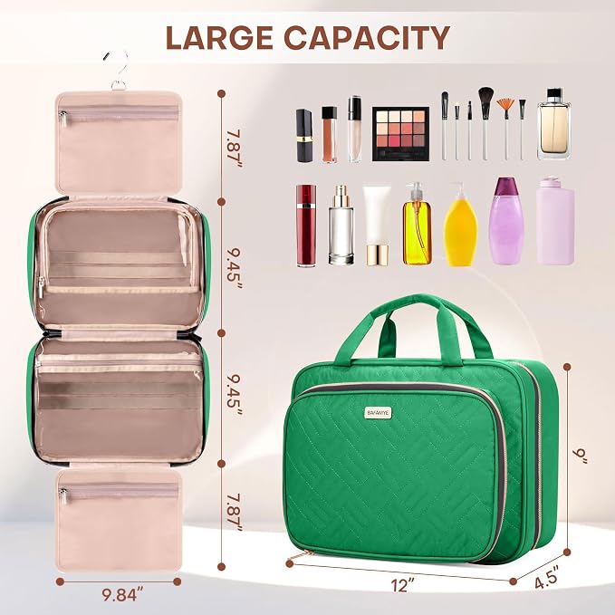 Toiletry Bag for Women with Jewelry Organizer Compartment, Travel Makeup - Image 2