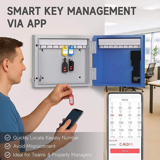 WeHere 16 Key Lock Box Wall Mount, Smart Key Cabinet - Image 6