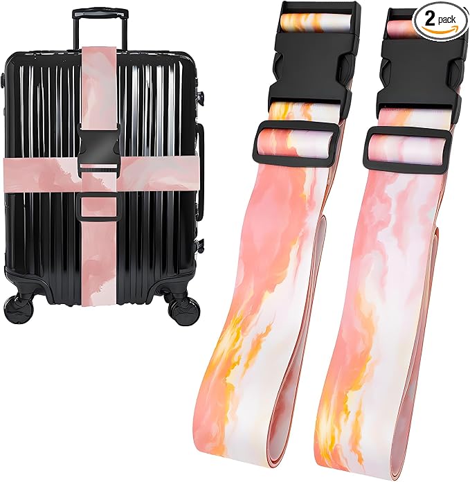 Pink Clouds Luggage Straps for Suitcases, Adjustable Luggage Travel Belts to by Unknown