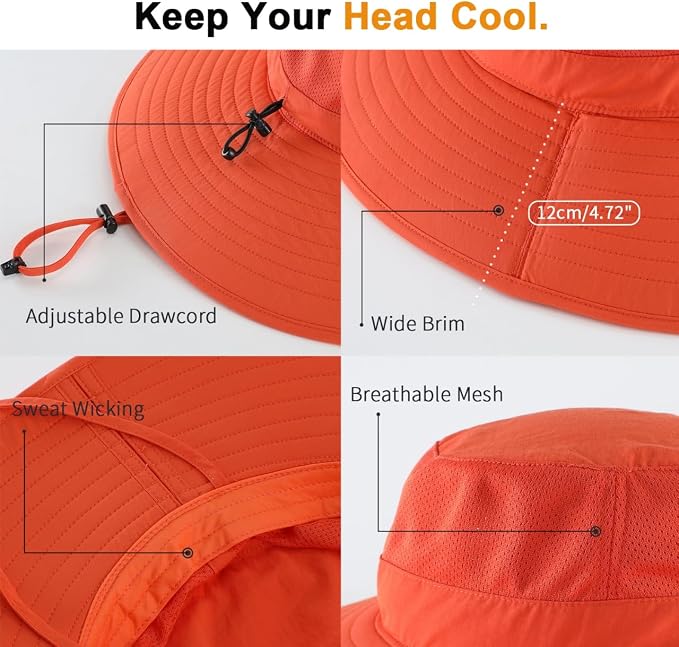 Home Prefer UPF50+ Mens Sun Hat Wide Brim Fishing Hat Foldable Large Brim UV - Image 7