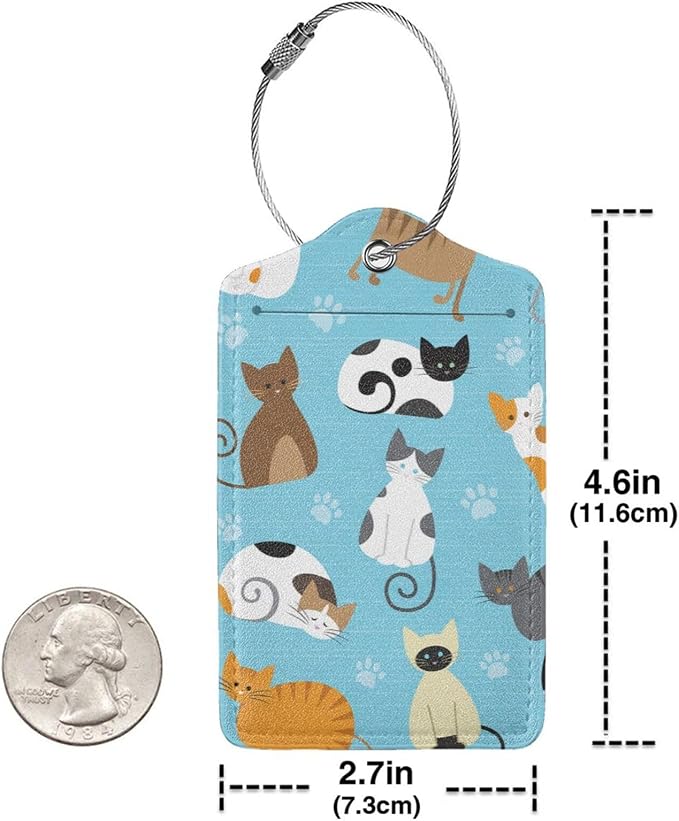 2 Pcs Cute Cat Luggage Tag for Suitcase, Animal Cat Party Decorations Supplies - Image 2