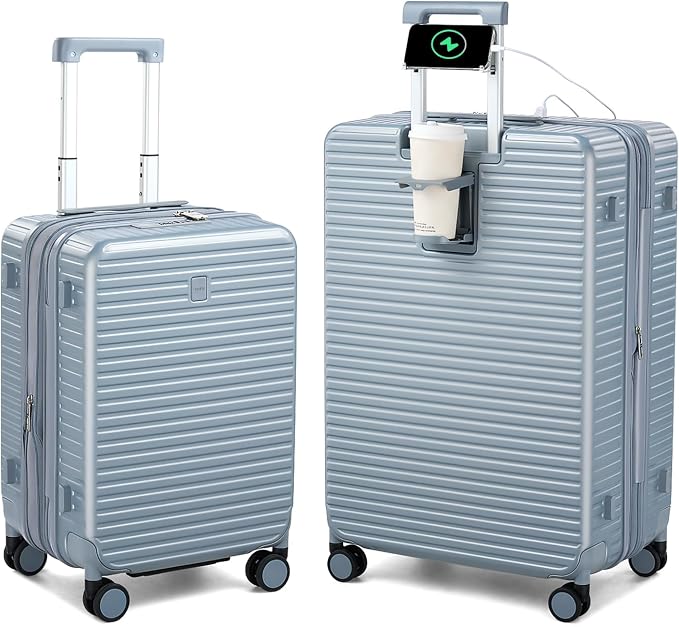 Hard Shell Suitcases Expandable Travel Luggage Sets 2 Piece, Carry on and Check by HanTrip
