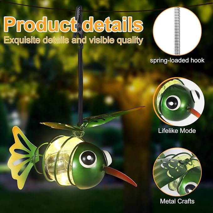 Hummingbird Solar Outdoor Hanging Lantern Creative Small Sculpture Lights - Image 6