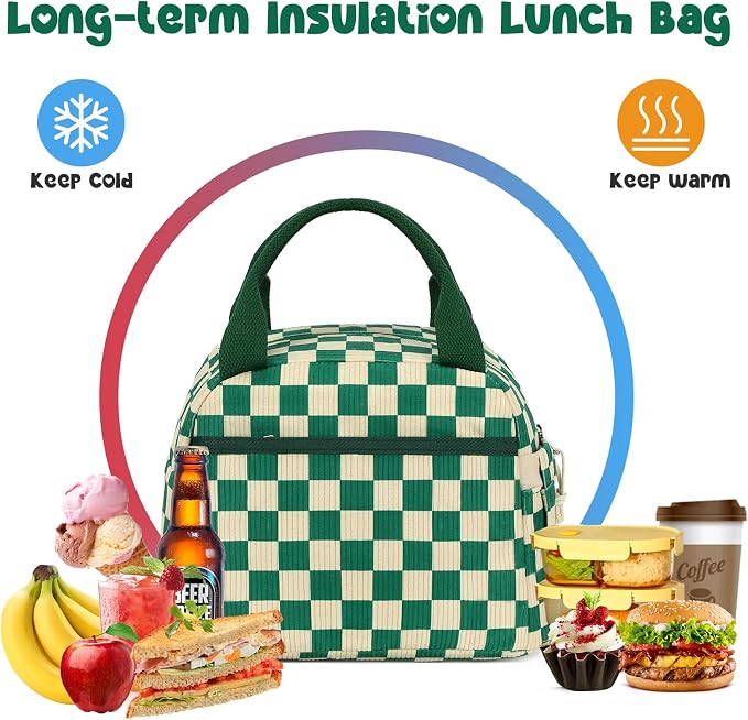 Bluboon Lunch Box for Women men Insulated Cute Corduroy Lunch bag, Reusable - Image 5