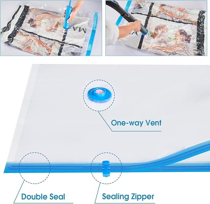 2-in-1 Space Saving Storage Bundle: Extra Large Blue Moving Bag + Transparent - Image 4
