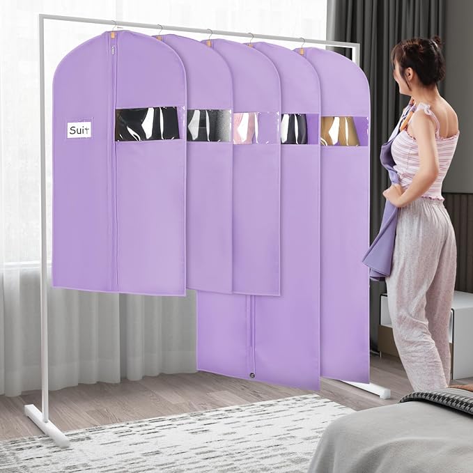 Syeeiex 60'' Garment Bags for Hanging Clothes, Garment Bags for Closet Storage - Image 2