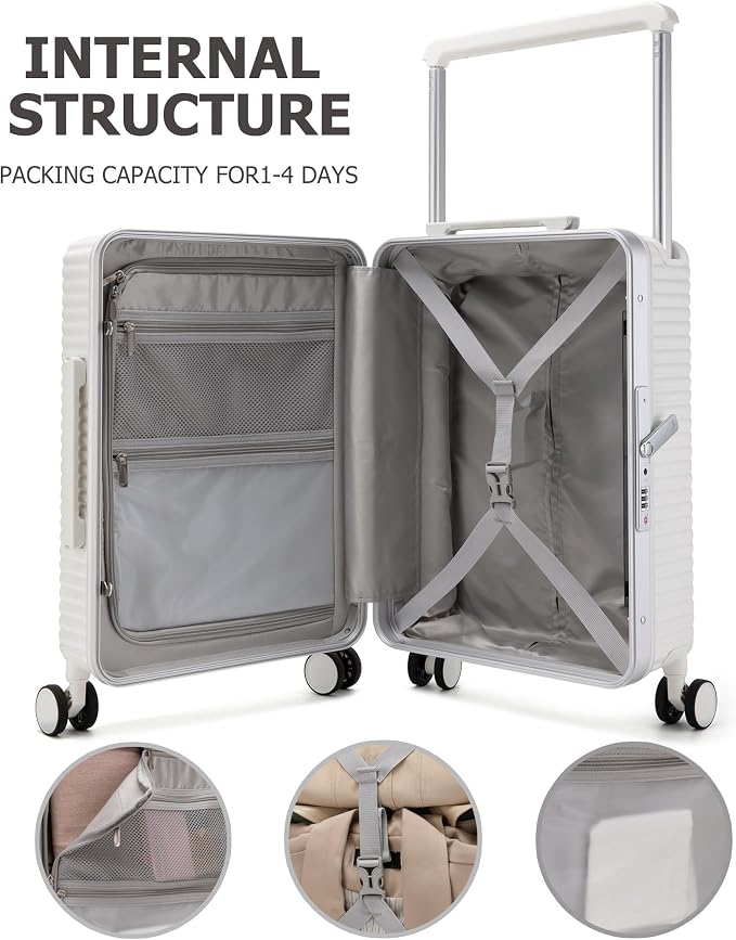 feilario Aluminum Frame Hardside PC Carry on Luggage - Image 6