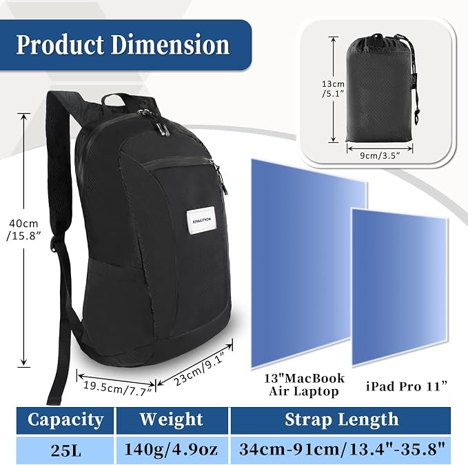Hiking Daypack - Lightweight & Water-Resistant Portable Backpack - Image 7