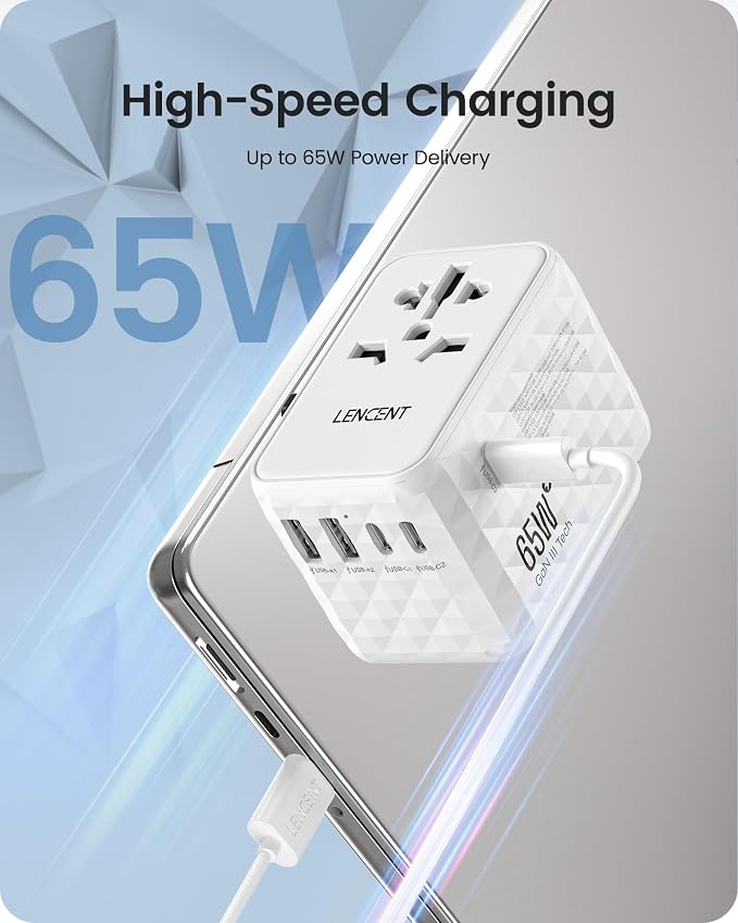 LENCENT 65W International Travel Adapter, Universal Travel Adapter - Image 3