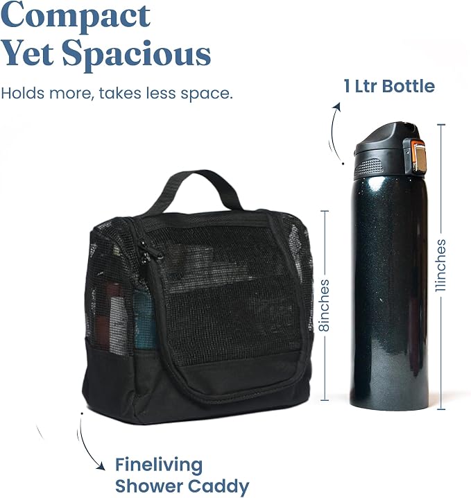 The Fine Living Co. Portable Hanging Shower Caddy Organizer Bag Quick Dry Mesh - Image 7