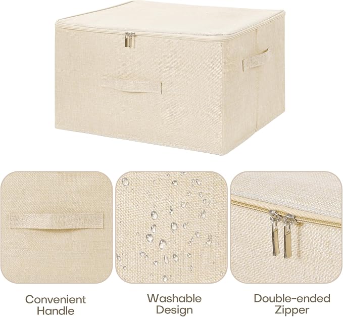 ANMINY 2PCS Storage Bins with Zipper Lids 36 Qt Lidded Fabric Storage Boxes - Image 3