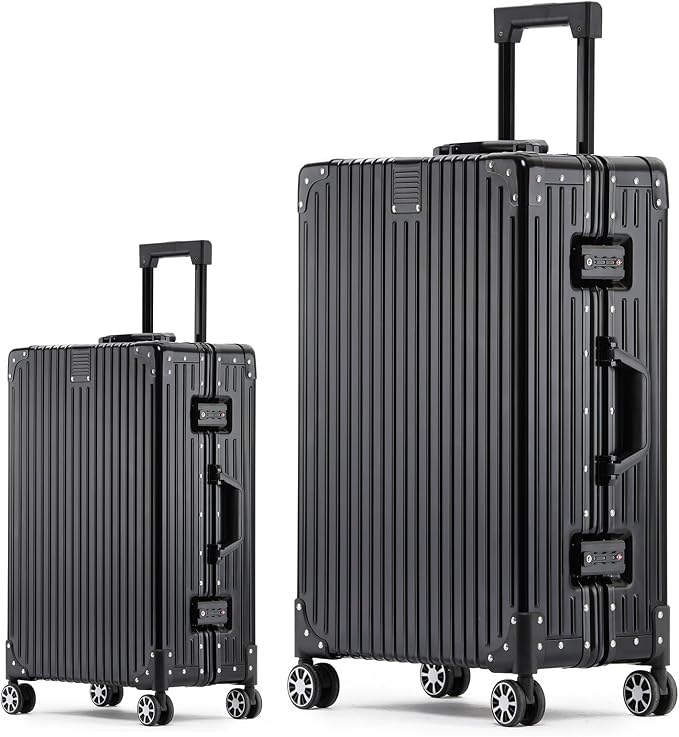 Metal All Aluminum Carry-on Luggage TSA Customs Lock Zipperless Silent Rotary by XZSP+AISU