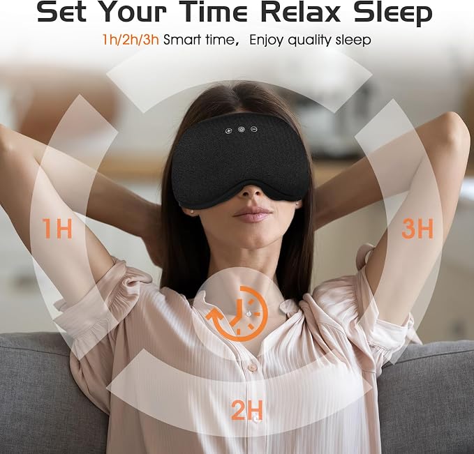 Bluetooth Sleep Mask with 2 Removable 3D Contoured Cup, Bamboo Cotton Bluetooth - Image 4
