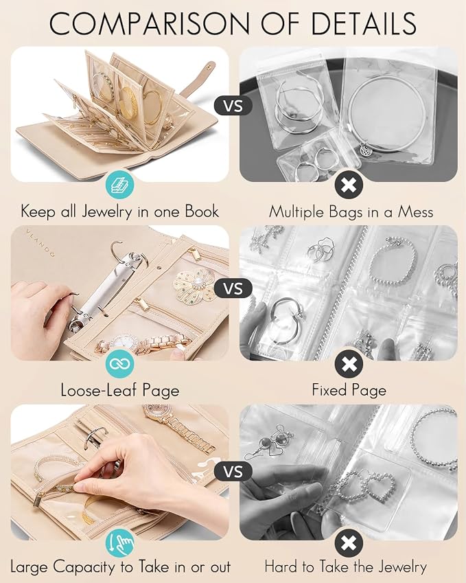 Vlando Travel Jewelry Organizer Case, Teacher Appreciation Gifts, Jewelry - Image 3