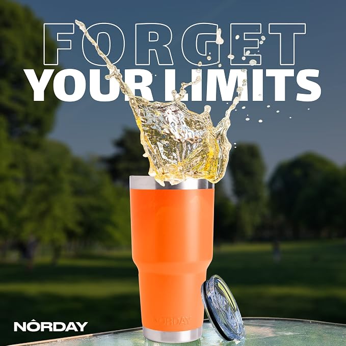 NORDAY | Tumbler with Lid - 30oz - Orange Insulated Tumbler - Stainless Steel - Image 7