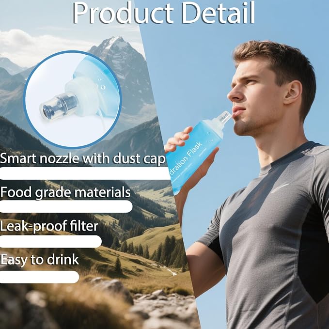 CLINTT 500ml Soft Flask, Foldable Running Water Bottle, TPU Folding Soft Water - Image 5