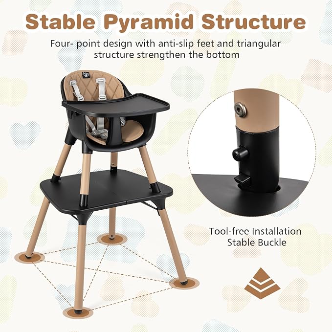 BABY JOY High Chair, 5 in 1 Convertible Highchair - Image 5