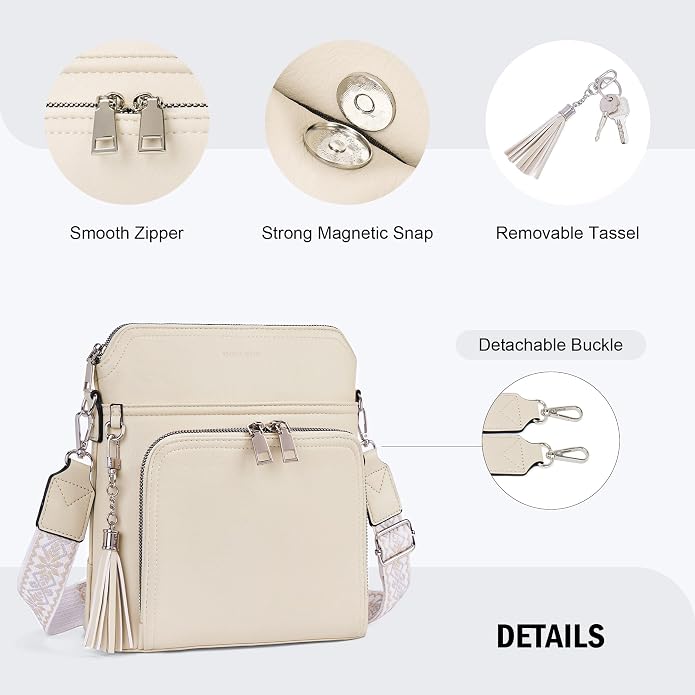 Crossbody Purse for Women, Lightweight Medium Crossbody Bag Soft Leather - Image 6