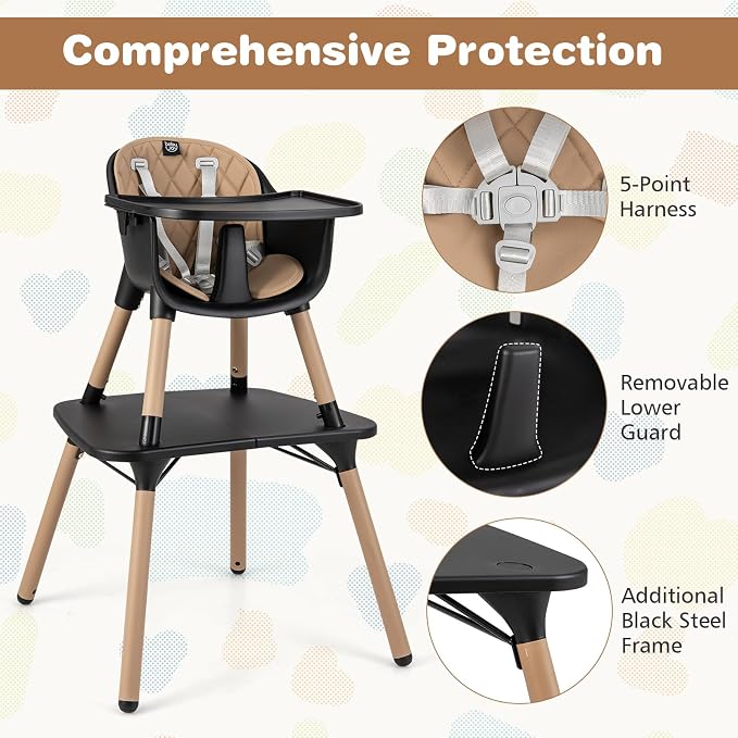 BABY JOY High Chair, 5 in 1 Convertible Highchair - Image 3