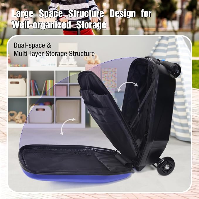20" Kids Scooter Suitcase Ride-On Carry-On - Image 2
