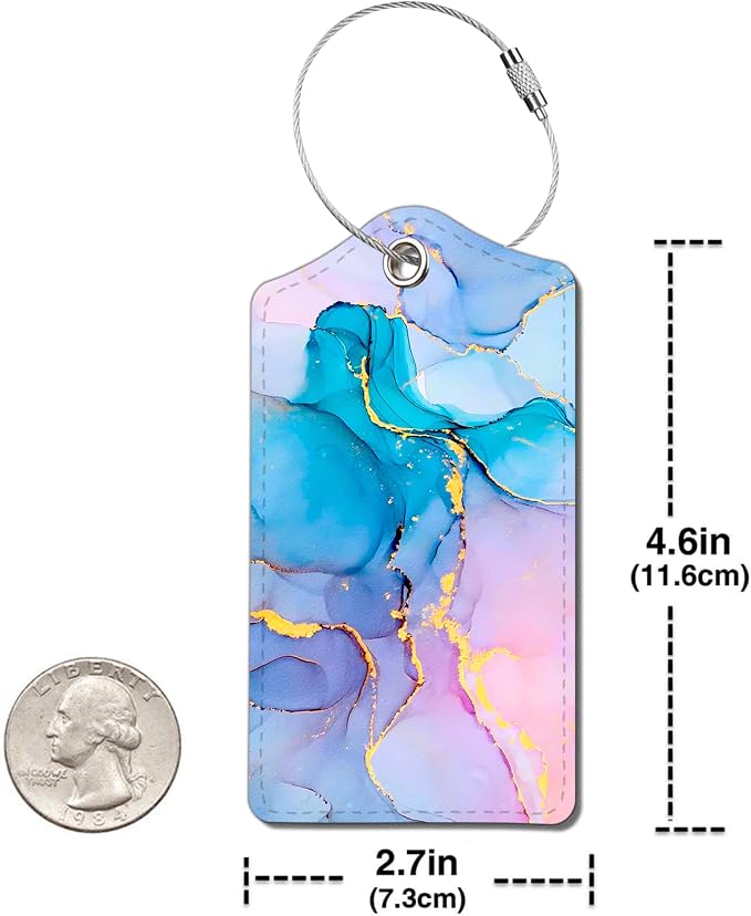 2 Pack Luggage Tag for Suitcase, Cute Unique Leather Bag Tags Identifiers - Image 4